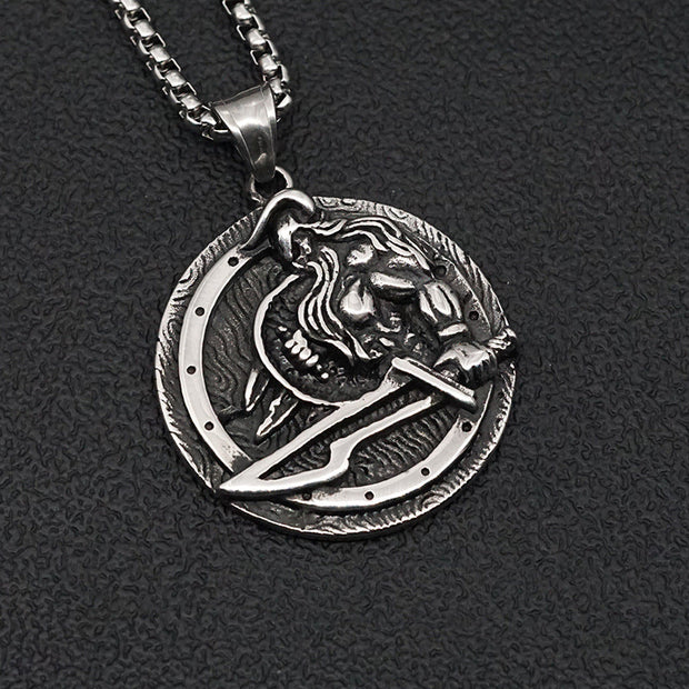 Viking pendant warrior vintage titanium steel necklace