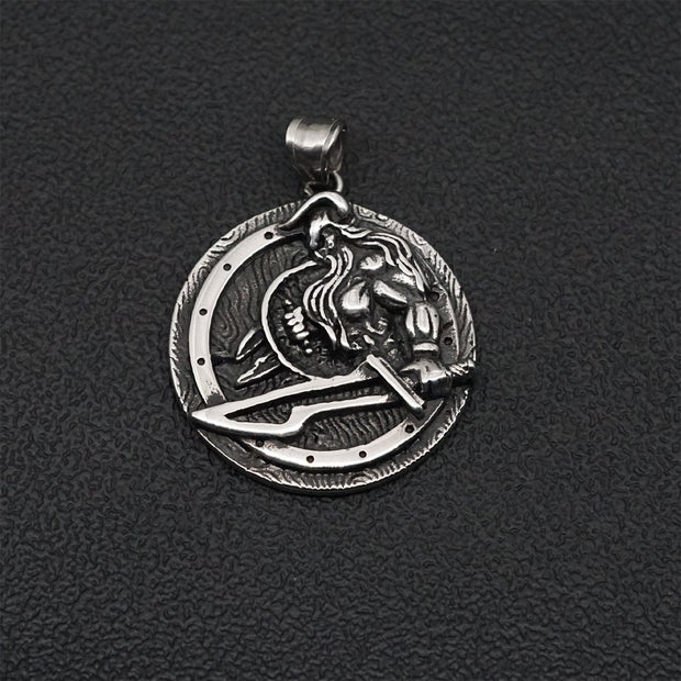 Viking pendant warrior vintage titanium steel necklace