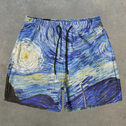 Abstract Oil Painting Pattern Mesh Shorts
