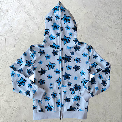 Blue Black Camouflage Star Hoodie
