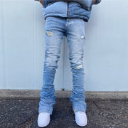 Retro Ripped Casual Washed Ripped Denim Trousers