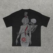 Lover Skull Print Short Sleeve T-Shirt