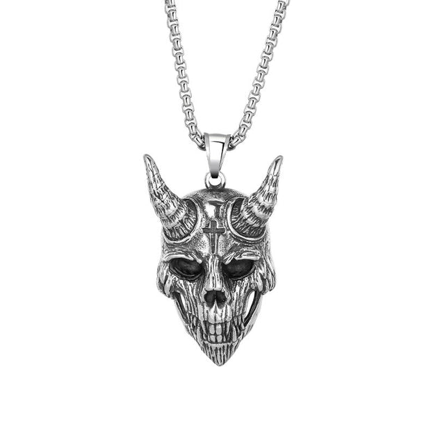 Devil Ghost Face Pendant Titanium Steel Men's Devil Ghost Face Necklace