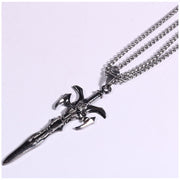 Titanium steel skull demon sword necklace