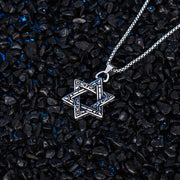 Men's titanium steel necklace hexagonal star pendant