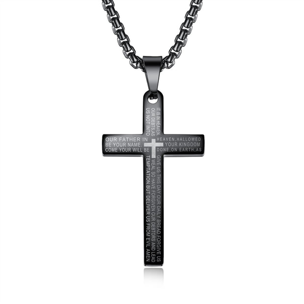 Vintage cross steel necklace