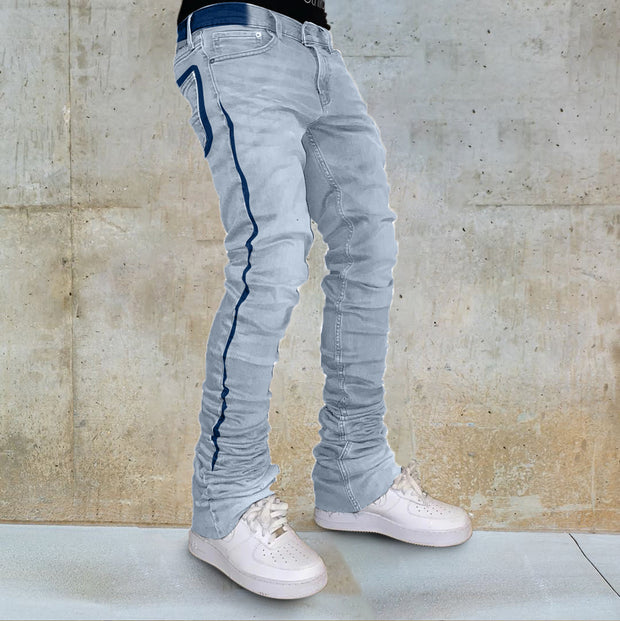 Washed Contrasting Retro Distressed Jeans