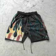 Retro street style rock flame shorts