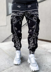 Zipper Pocket Cashew Flower Sports Street Style Trousers
