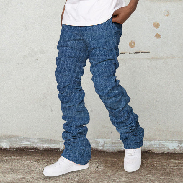 Street hip-hop retro pleated pile pants jeans