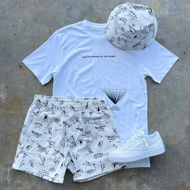 Two-piece set of casual printed T-shirt and shorts