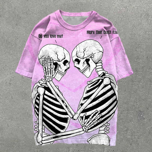 Skull In Love Print Short Sleeve T-Shirt