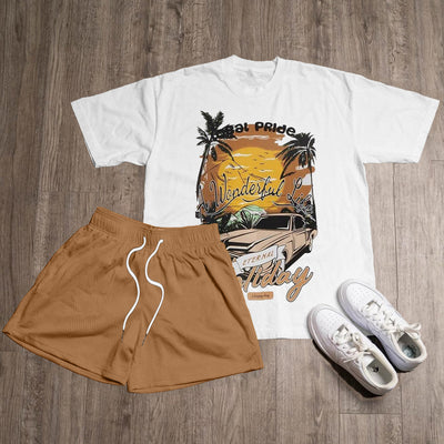 Holiday Print T-Shirt Shorts Two-Piece Set