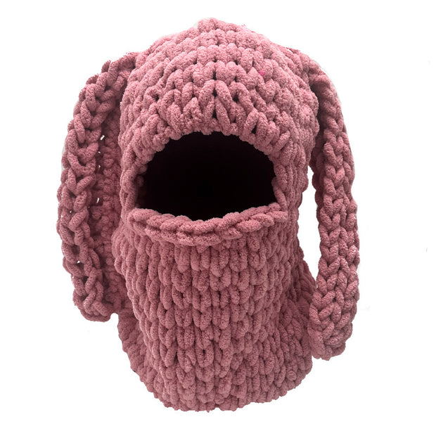 Rabbit Ear Hand-woven Woolen Hat Beanie Ski Mask