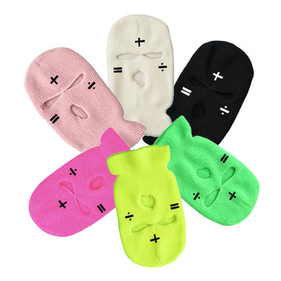 Mathematical Symbols Embroidered Knitted Ski Mask Beanies