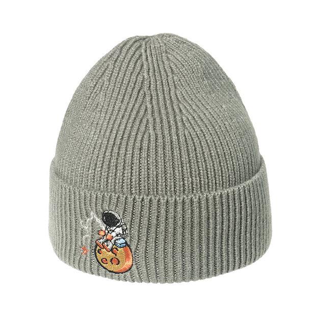 Astronaut Embroidery Woolen Knitted Beanies