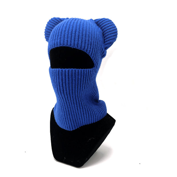 Bear Ear Hand-woven Woolen Hat Beanie Ski Mask