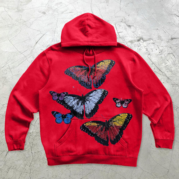 Personalized butterfly retro casual long-sleeved hoodie
