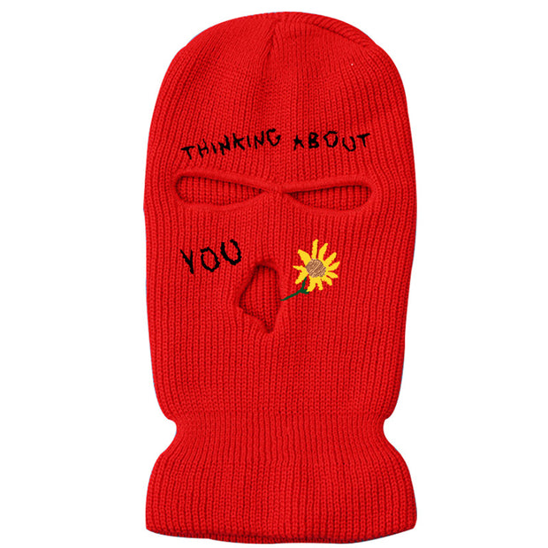 Thinking About You Ski mask knitted  three-hole Beanie