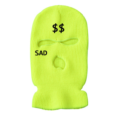 Sad Ski mask knitted three-hole Beanie