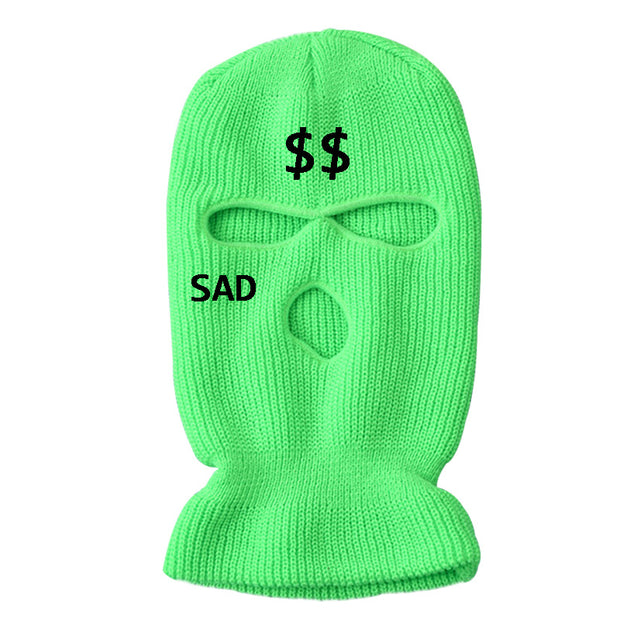 Sad Ski mask knitted three-hole Beanie