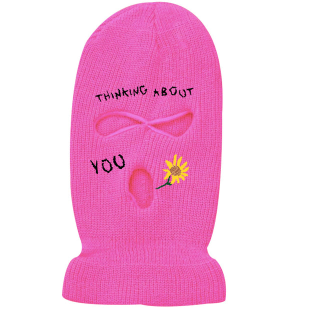Thinking About You Ski mask knitted  three-hole Beanie