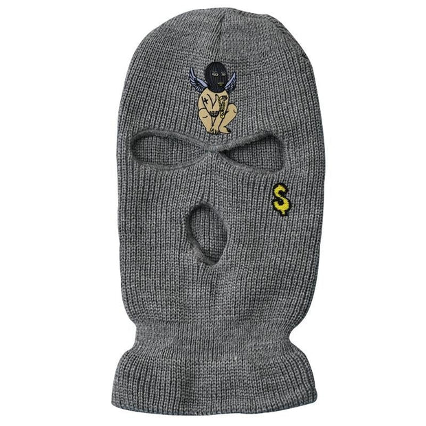 Devil street three-hole knitted Beanie with hood