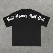 Half Heaven Half Hell Print Short Sleeve T-Shirt
