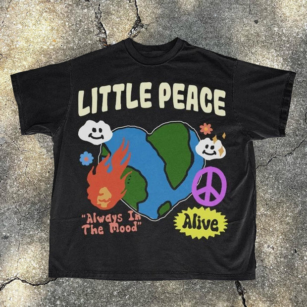 Little Peace Print Short Sleeve T-Shirt