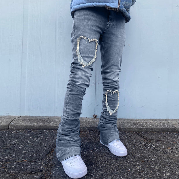 Street Splatter Love Patch Jeans