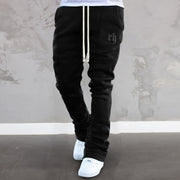 Waffle casual sweatpants trendy embroidered straight trousers