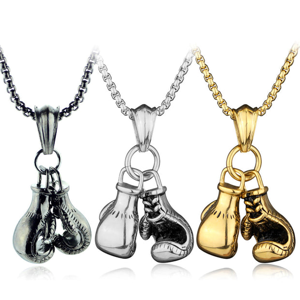 Fitness boxing gloves titanium steel necklace