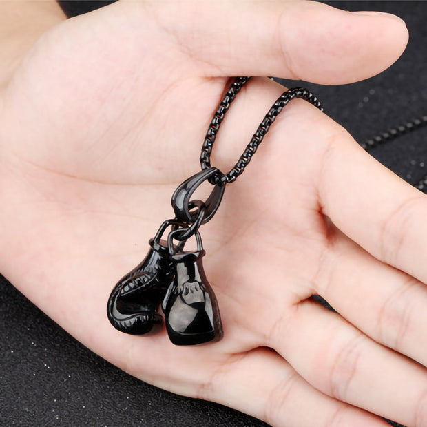 Fitness boxing gloves titanium steel necklace