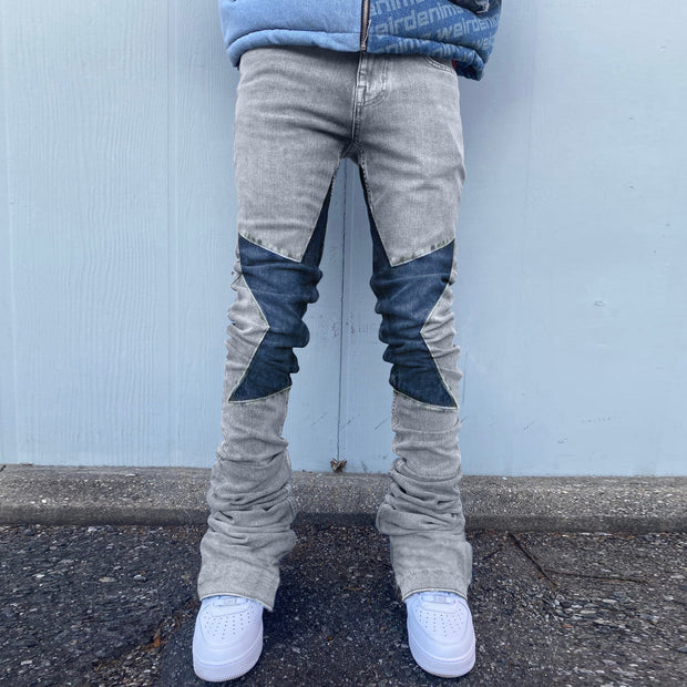 Retro Street Pentagram Hip-Hop Panel Jeans