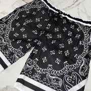 Street Style Black Cashew Flower Shorts