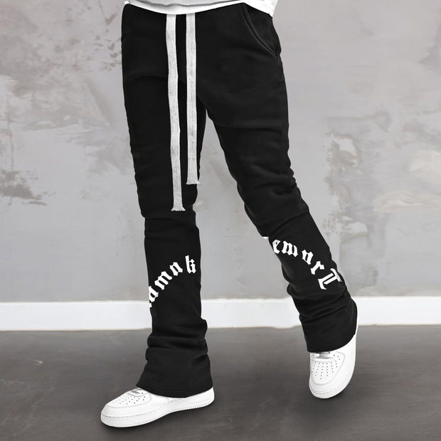 Street-inspired suede casual straight-leg trousers