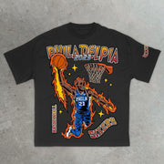 Basketball Fire Casual Street Sports Basketball T-Shirt