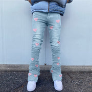 Street hip-hop pile pants stretch love bootcut jeans