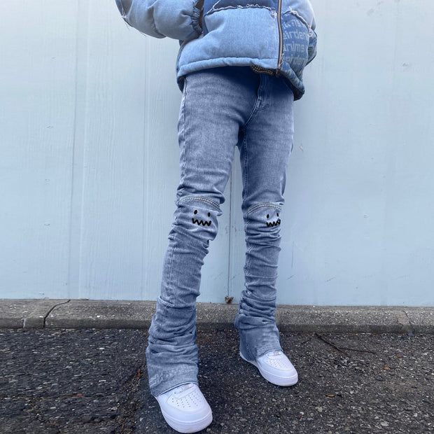 Vintage Street Style Stacked Jeans