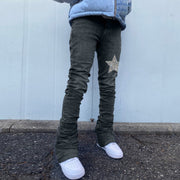 Fashionable street jeans with diamond stars