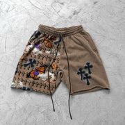 Butterfly retro cross print casual shorts