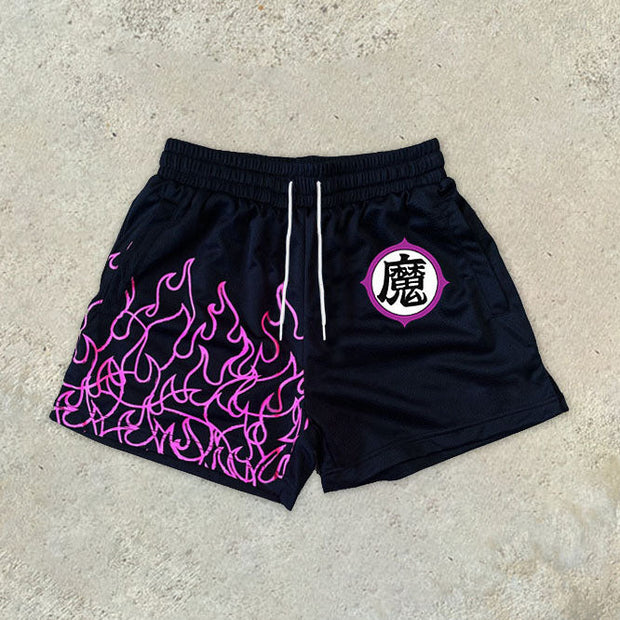 Casual flame print track shorts