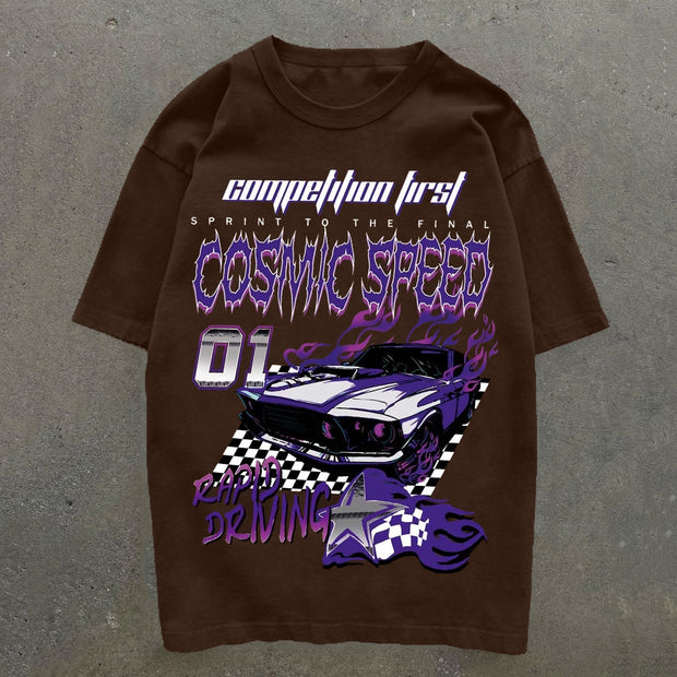 Cosmic Speed Racing Print Short Sleeve T-Shirt