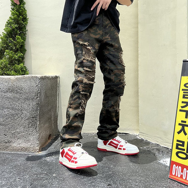 Jeans Retro Stretch Camouflage Cargo Pants Ripped Pants