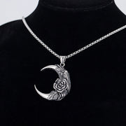 Stainless steel jewelry moon rose pendant necklace