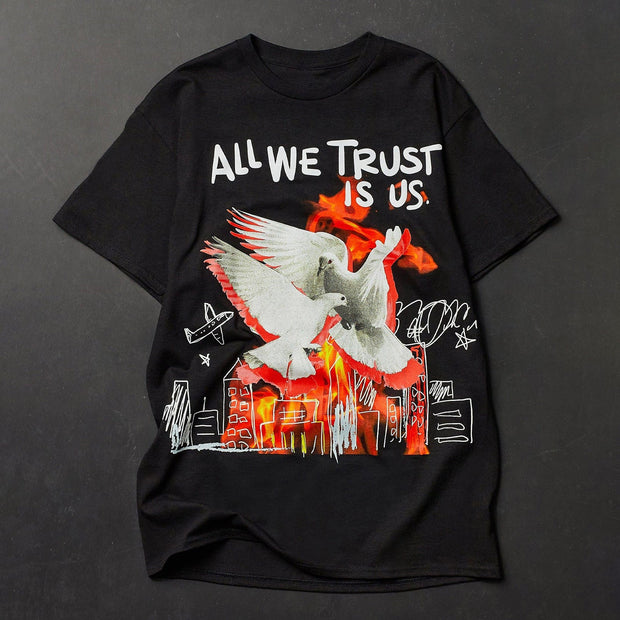 Casual pigeon print T-shirt