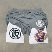 Fashion preppy anime print quick-drying double layer shorts