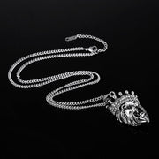 Hip Hop Trendy Diamond Necklace Crown Lion Head Pendant