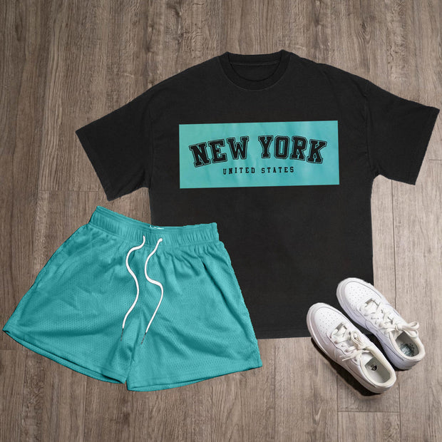 New York Print T-Shirt Shorts Two-Piece Set