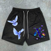 Blue Purple Pigeon Letters Shorts